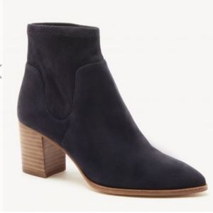 Blue suede booties